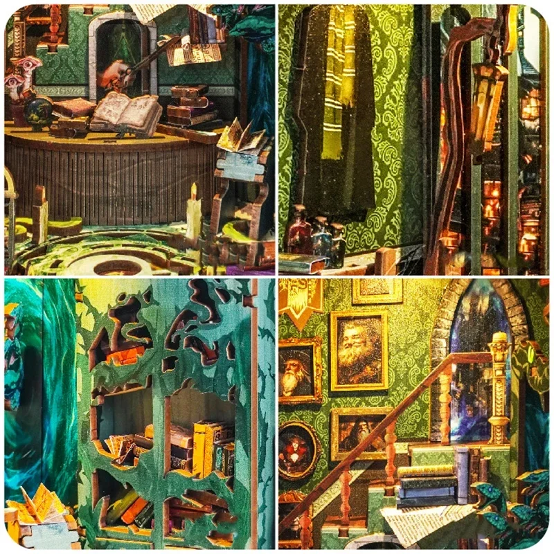Diy Wooden Book Nook Kit Shelf Insert - Miniature Model Kits DIY Wooden Snake