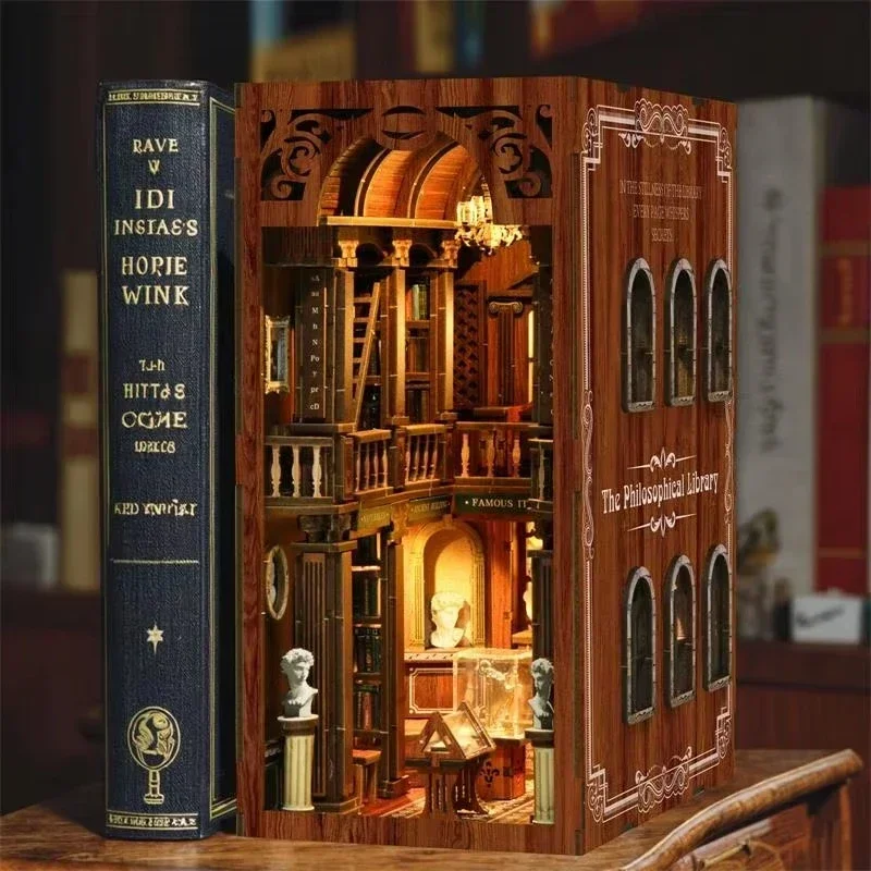 The philosophical Library Book - Diy Wooden Book Nook Kit Shelf Insert 评论和价格