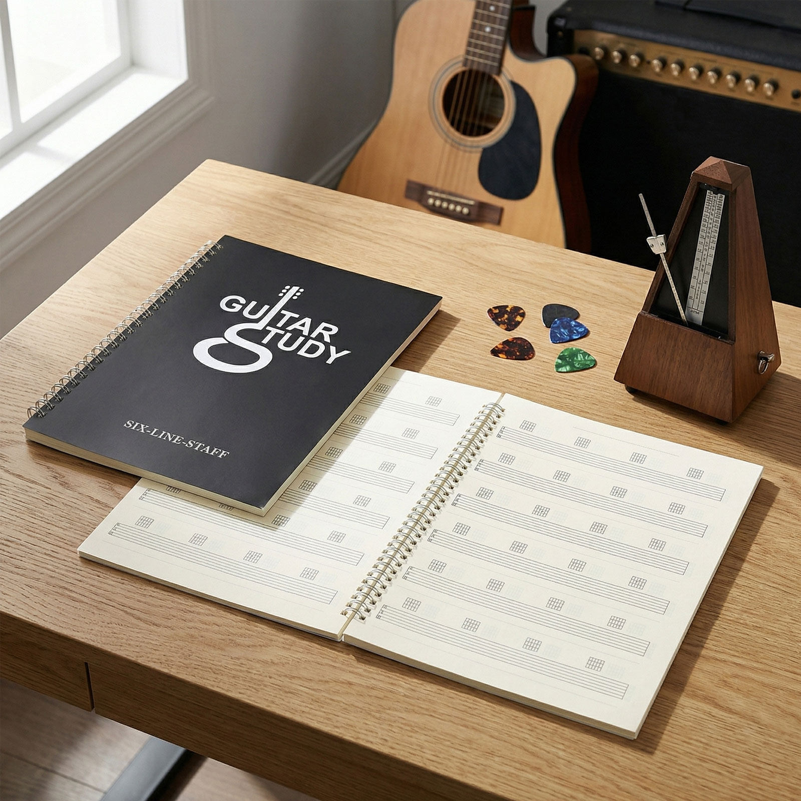 2Pcs Guitar Manuscript Noteboo - Blank Sheet Music Notebook 评论和价格