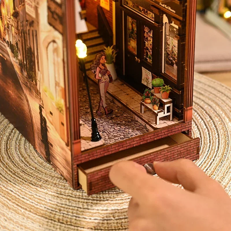 NEW Retro DIY Wooden Book Nook - Diy Wooden Book Nook Kit Shelf Insert 评论和价格