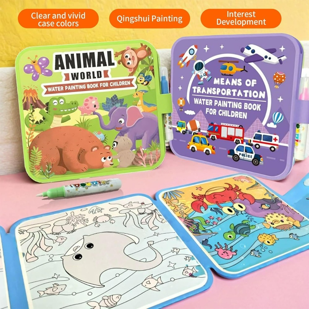 Magic Water Coloring Book Set  - Reusable Water Magic Coloring Book 评论和价格