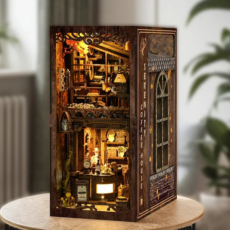 Serenity Coffee House Bookshel - Diy Wooden Book Nook Kit Shelf Insert 评论和价格