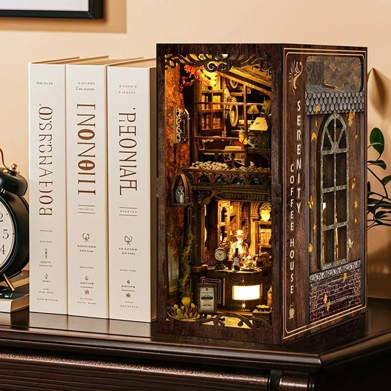 Serenity Coffee House Bookshel - Diy Wooden Book Nook Kit Shelf Insert 评论和价格