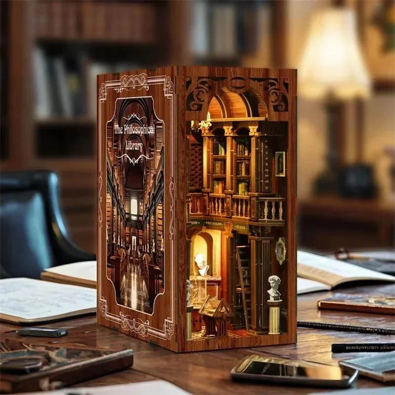 The philosophical Library Book - Diy Wooden Book Nook Kit Shelf Insert 评论和价格
