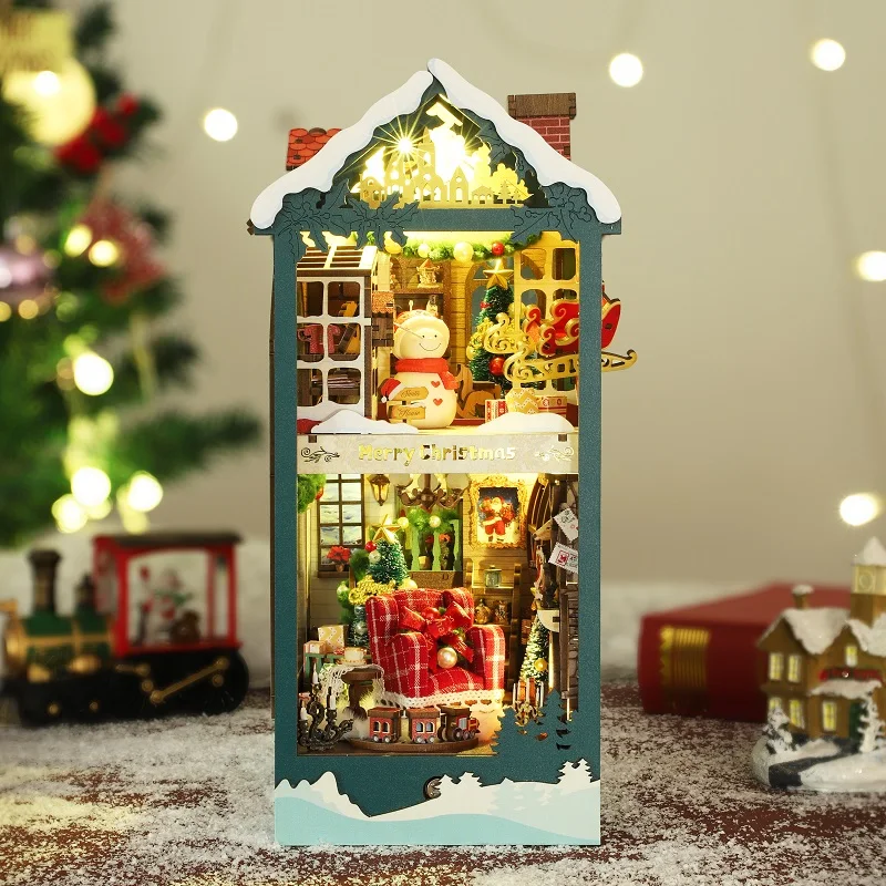 NEW DIY Wooden Merry Christmas - Diy Wooden Book Nook Kit Shelf Insert 评论和价格