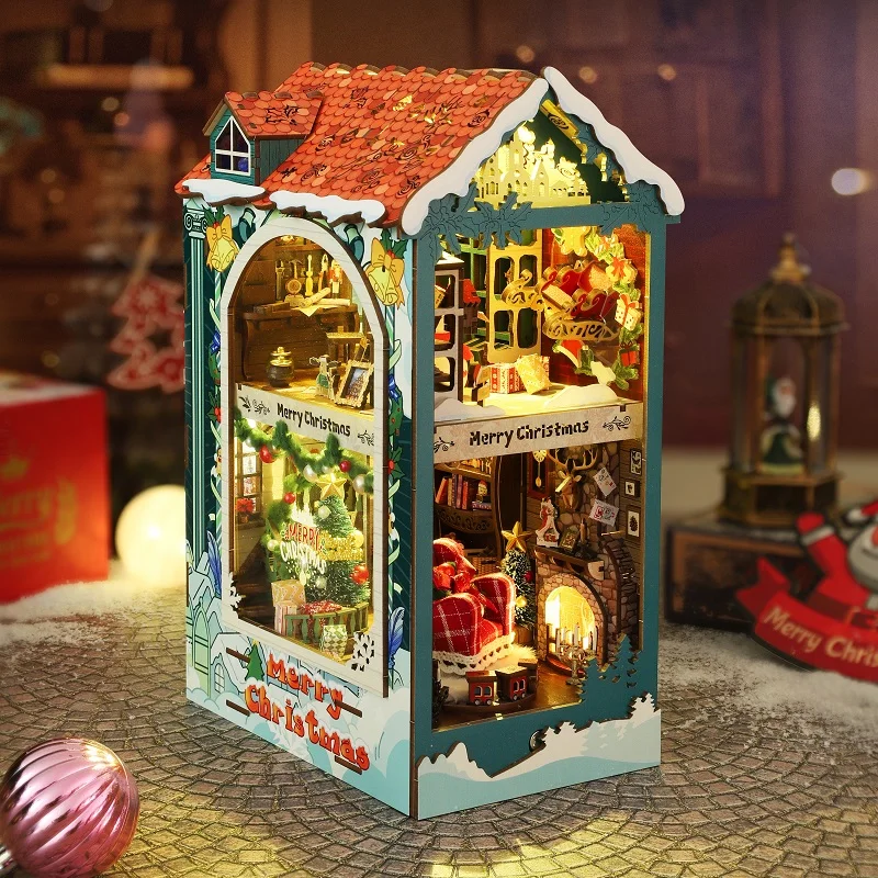 NEW DIY Wooden Merry Christmas - Diy Wooden Book Nook Kit Shelf Insert 评论和价格