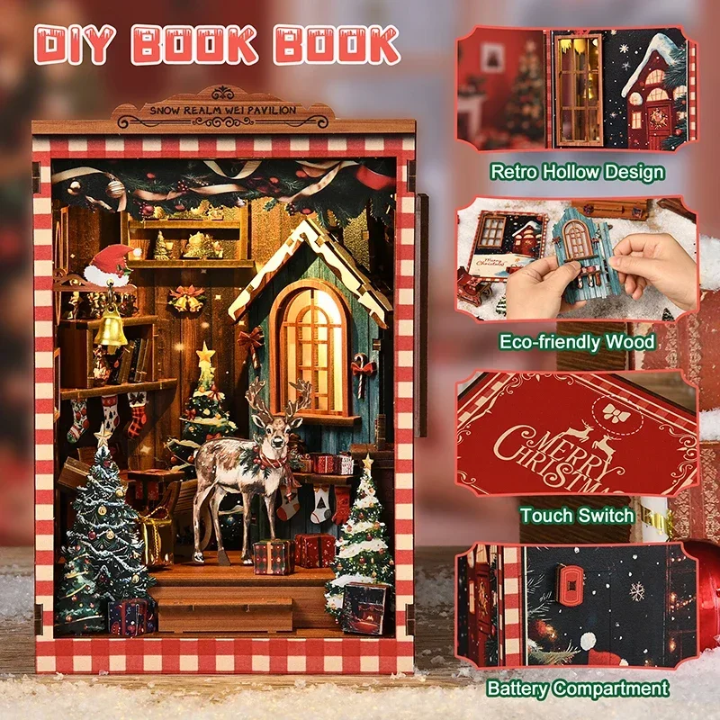 Miniature Model Kits Snow Real - Diy Wooden Book Nook Kit Shelf Insert 评论和价格