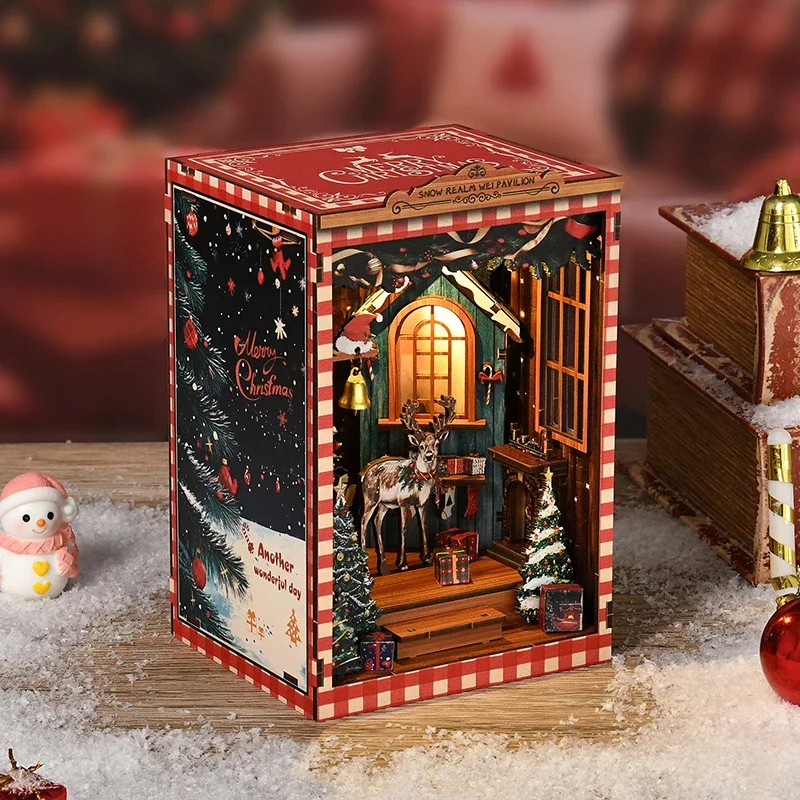 Miniature Model Kits Snow Real - Diy Wooden Book Nook Kit Shelf Insert 评论和价格