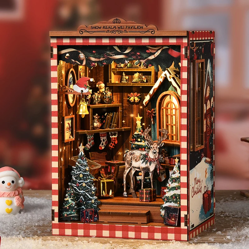 Miniature Model Kits Snow Real - Diy Wooden Book Nook Kit Shelf Insert 评论和价格