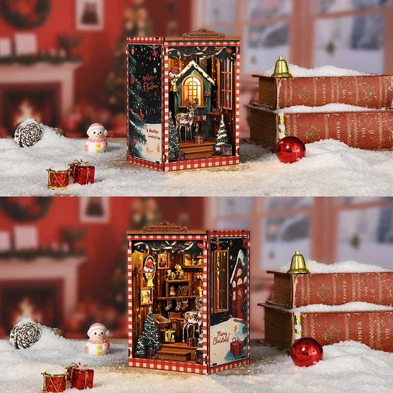 Miniature Model Kits Snow Real - Diy Wooden Book Nook Kit Shelf Insert 评论和价格